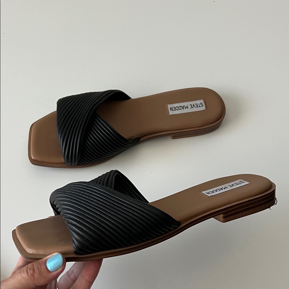 Steve Madden Black and Brown Women's Sandals